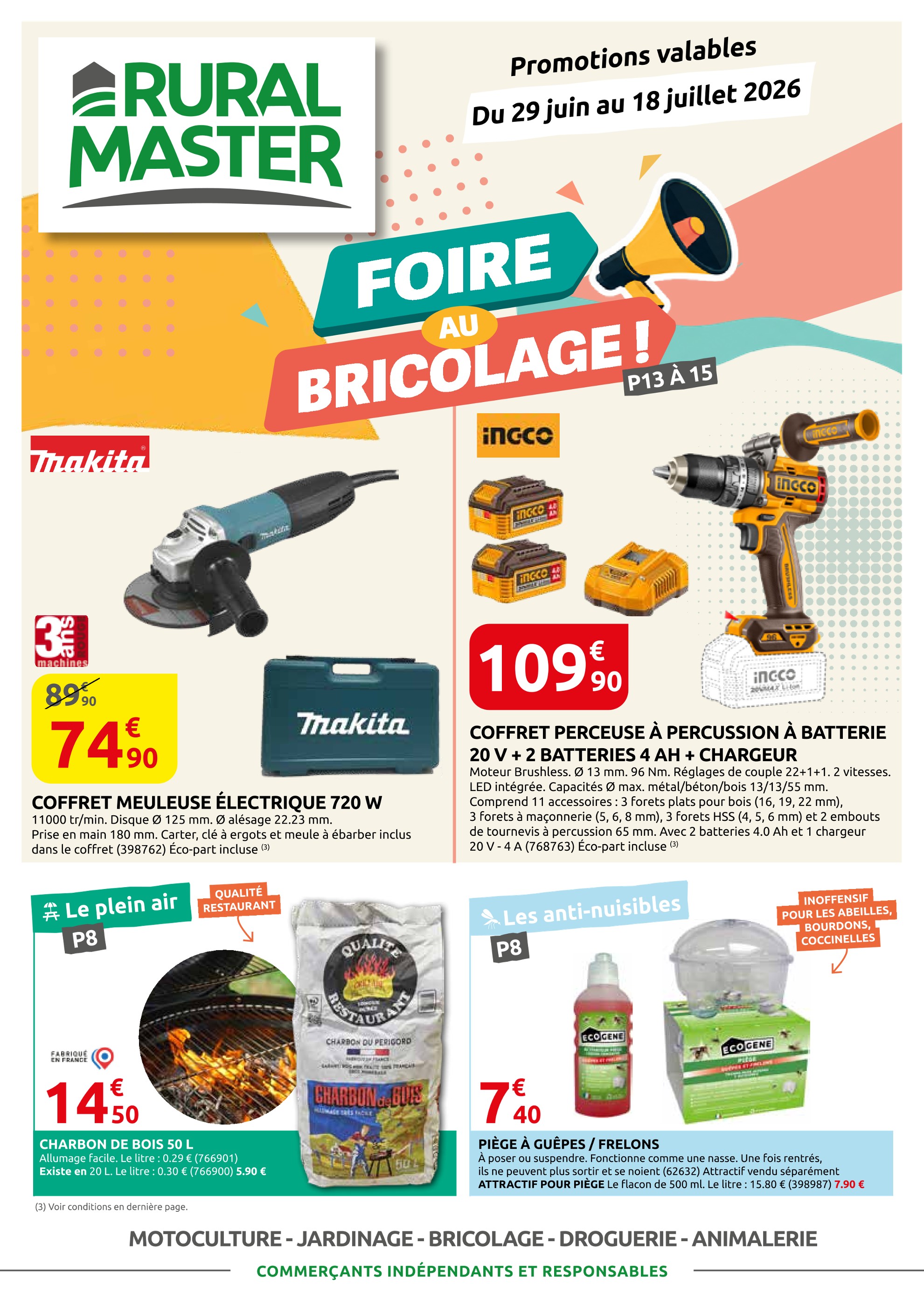 Catalogue Jardineries & Animaleries Rural Master en cours à Plaisance-du-Touch et alentours, "FOIRE AU BRICOLAGE !", 16 pages, 29/06/2026 - 18/07/2026